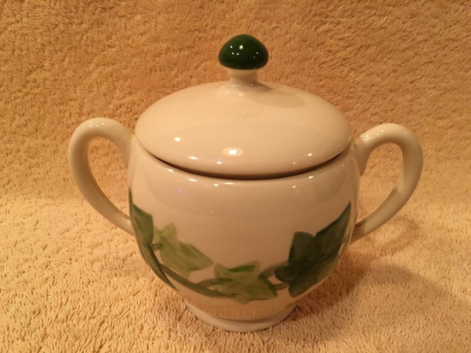 Vintage Franciscan Green Ivy Pattern Sugar Bowl & Lid