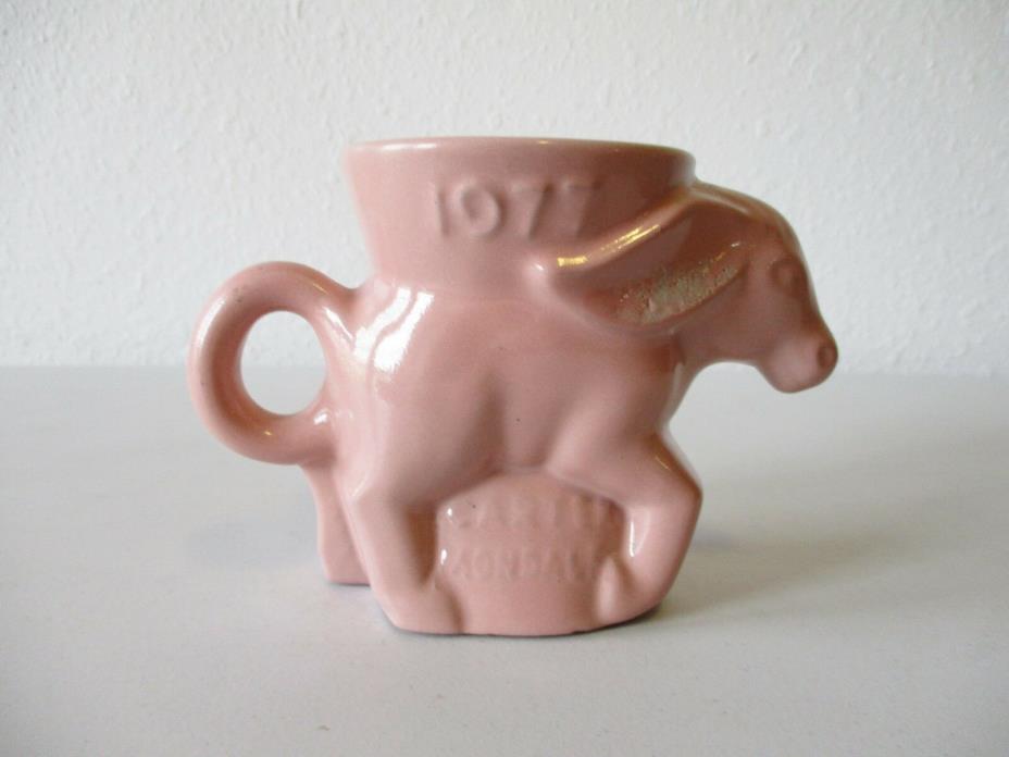 1977 Frankoma Democratic Political Donkey Mug Pink Carter Mondale