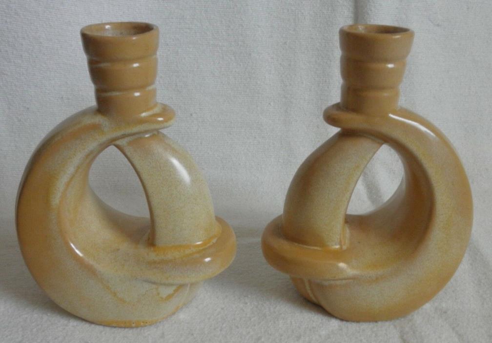 Frankoma ada clay desert gold candle holders