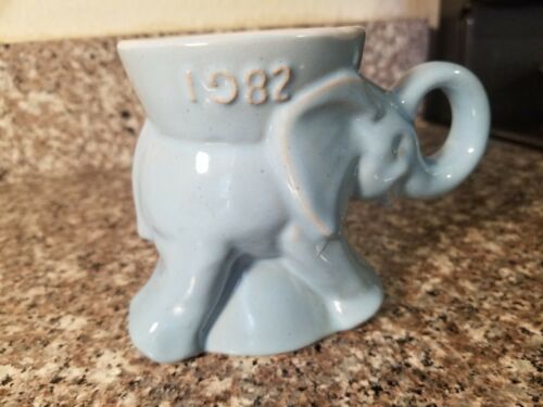 1982 Frankoma GOP US Collector's Collectible Blue Elephant Mug