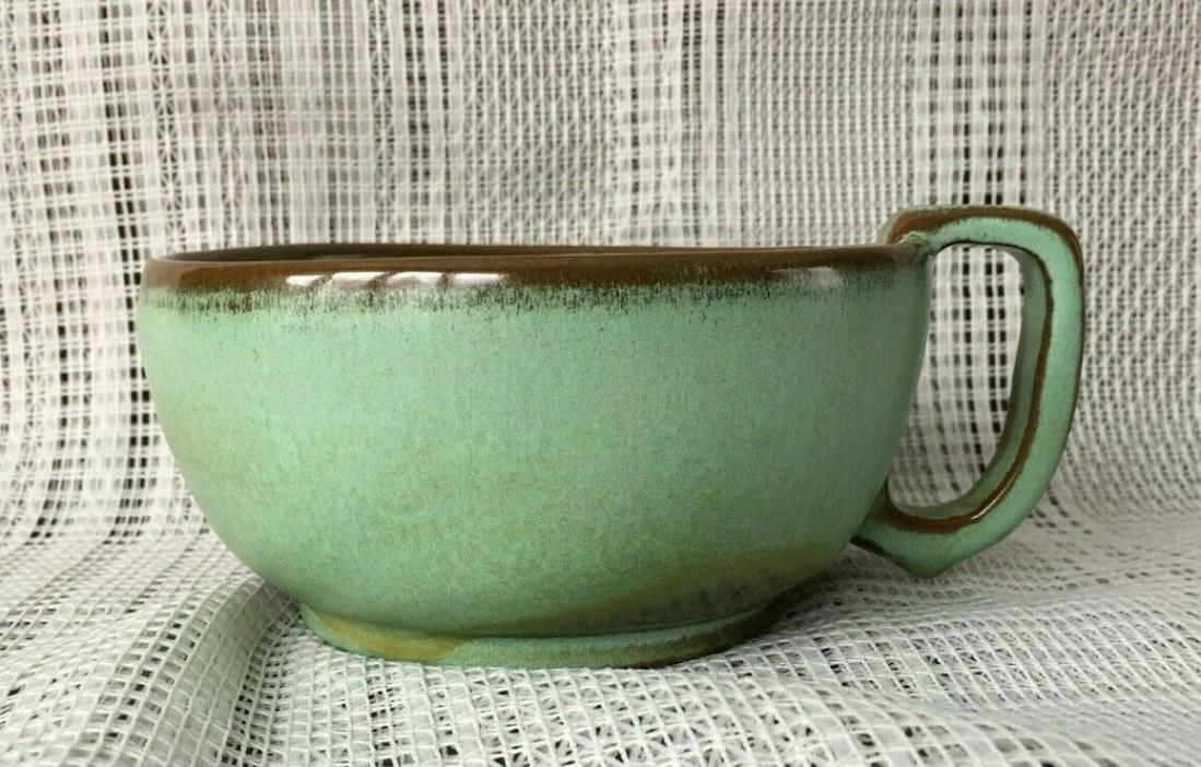 Frankoma 4SC Chili Soup Mug Prairie Green Rutile Sapulpa Red Clay EUC!
