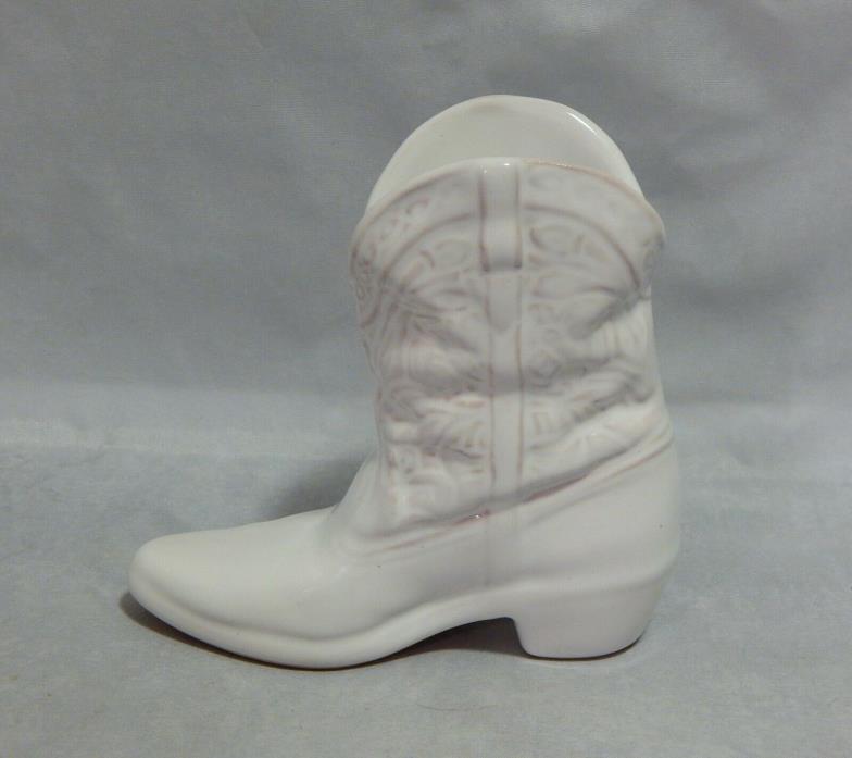 Frankoma Pottery White Western Boot