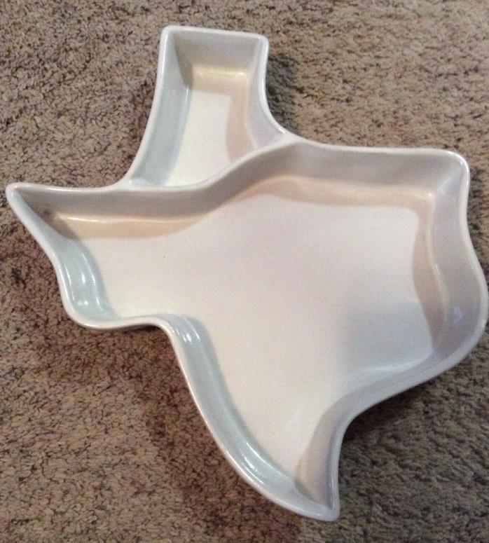 Frankoma Pottery State of Texas Shape Divided Dish 11.5