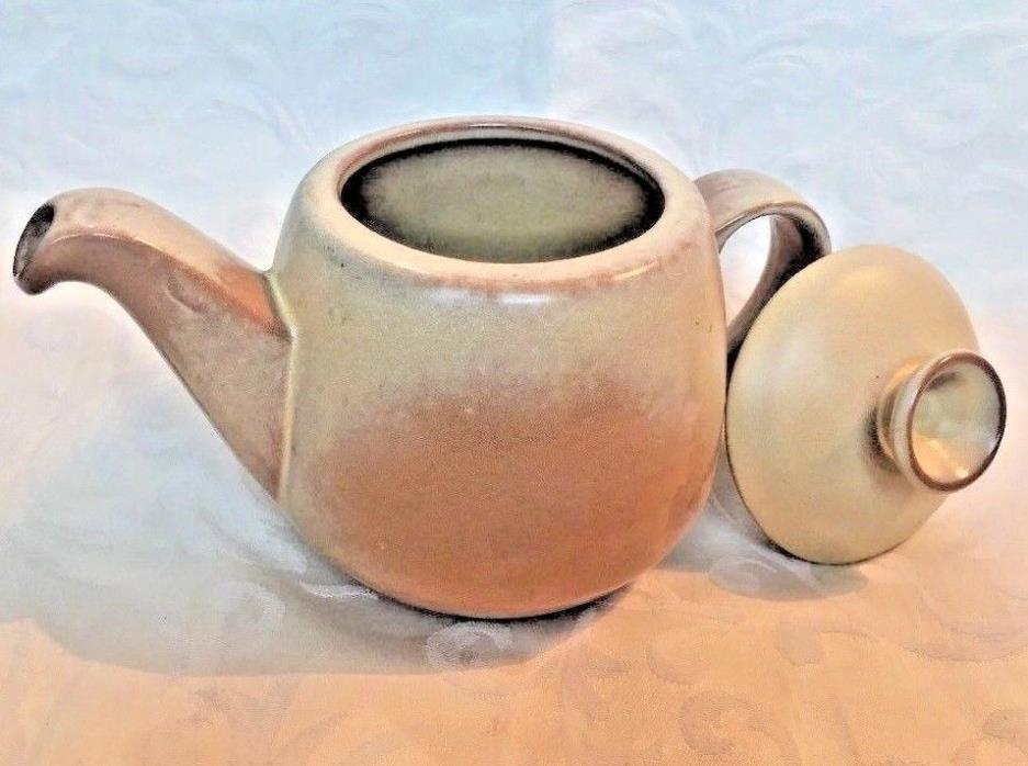 Frankoma Brown Tea Pot Plainsman Dessert Gold Lid 5TL Art Pottery 10 Cup Vintage