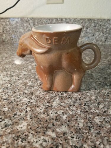 1979 Frankoma Democratic  US Collector's Collectible Brown  Donkey Mug