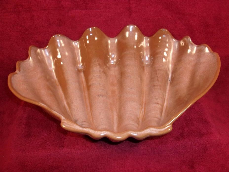 Vintage Frankoma  Pottery #T10 Tiki Shell Bowl In desert Gold Glaze 13