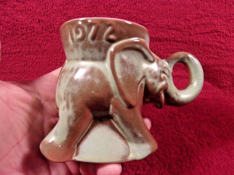 Vintage Frankoma  Pottery 1972, GOP, Elephant, Political Mug, In Praire Green