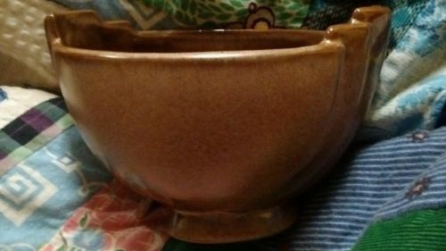Frankoma pottery  35 dusty brown  art deco  bowl beautiful