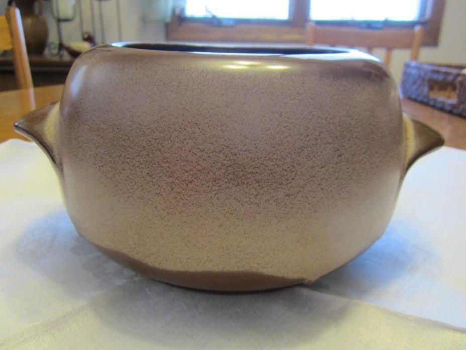 Frankoma Pottery Lazy Bones Satin Brown Casserole Bean Pot  Lid # 4V