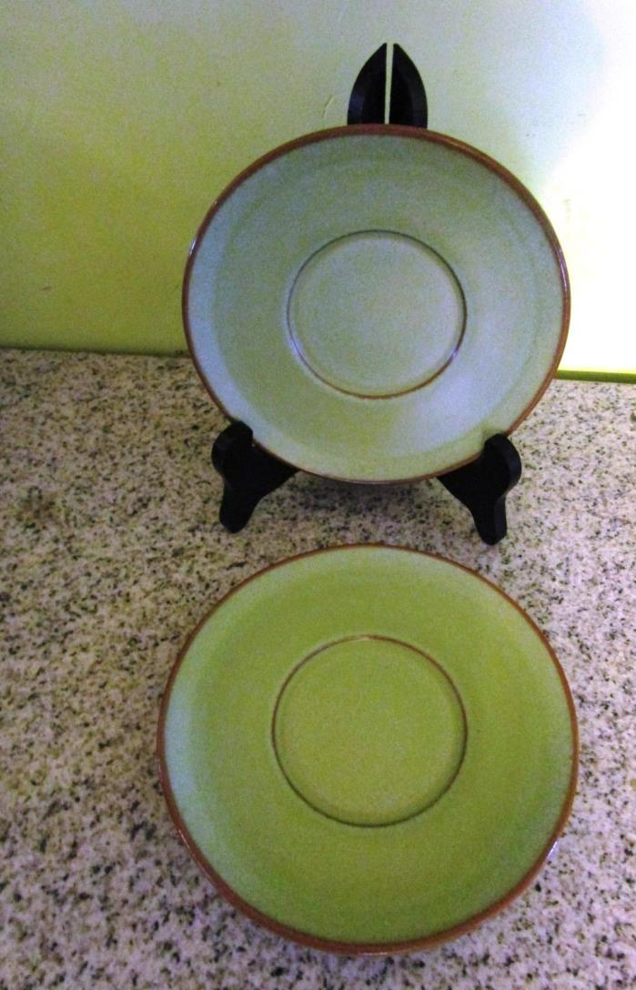 2 Lovely Frankoma Prairie Green Saucers 6E