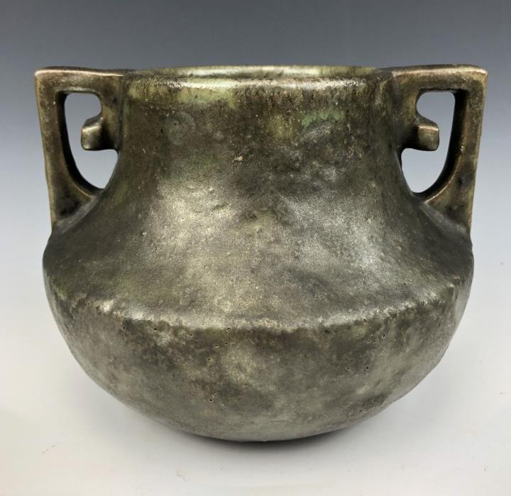 FULPER POTTERY Handled Vase #452 (c1916-1922) Matte Green Glaze Arts & Crafts