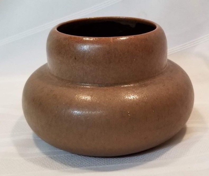 Fulper Pottery Arts & Crafts Double Gourd Vase - Brown Glaze - Rectangle Stamp