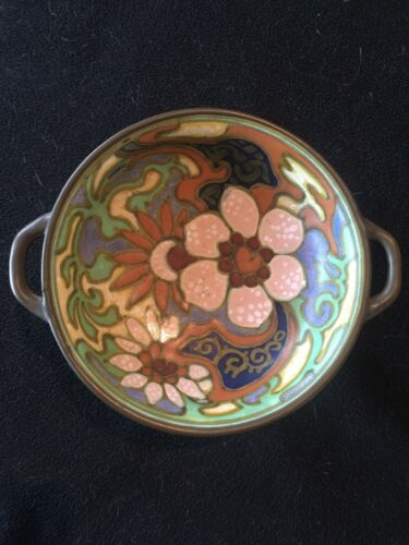 Vintage Gouda Holland Art Pottery Double Handled Dish Bowl 8”