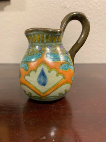 Vintage Gouda Holland Miniature Pitcher Vase Colorful Pottery