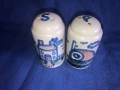 Vintage M A Hadley Pottery Salt Pepper Set  House & Whale