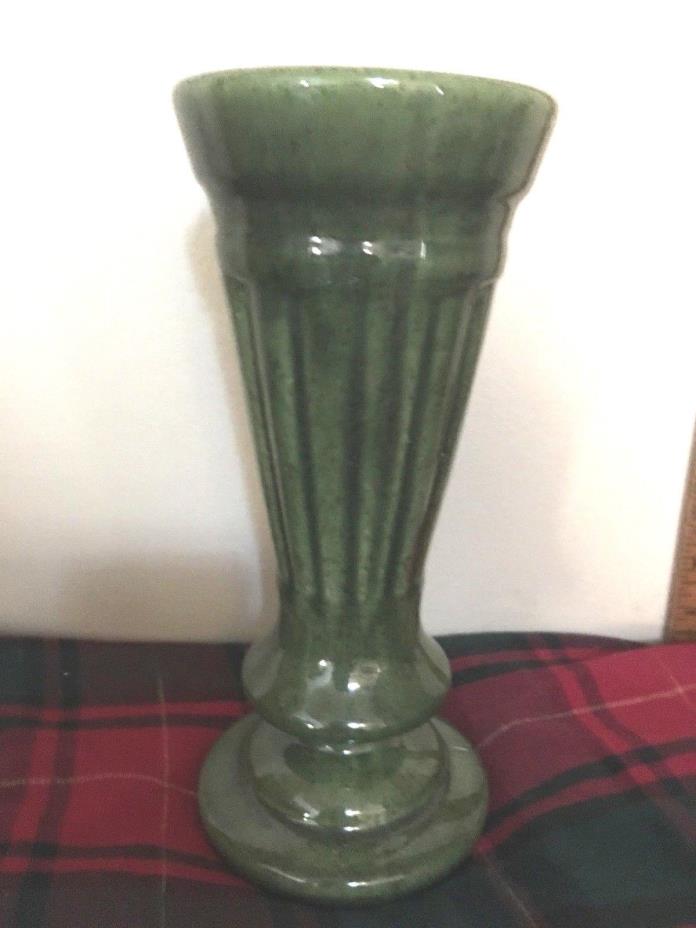 Vintage Haeger Tall Sage Green Vase, Pedestal, Elegant Style, 9” Tall