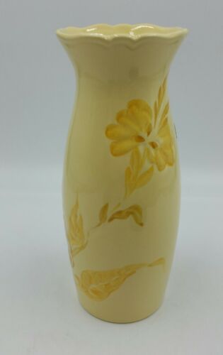 Royal Haeger USA Ceramic Vase Raised Floral Design Shades Of Yellow