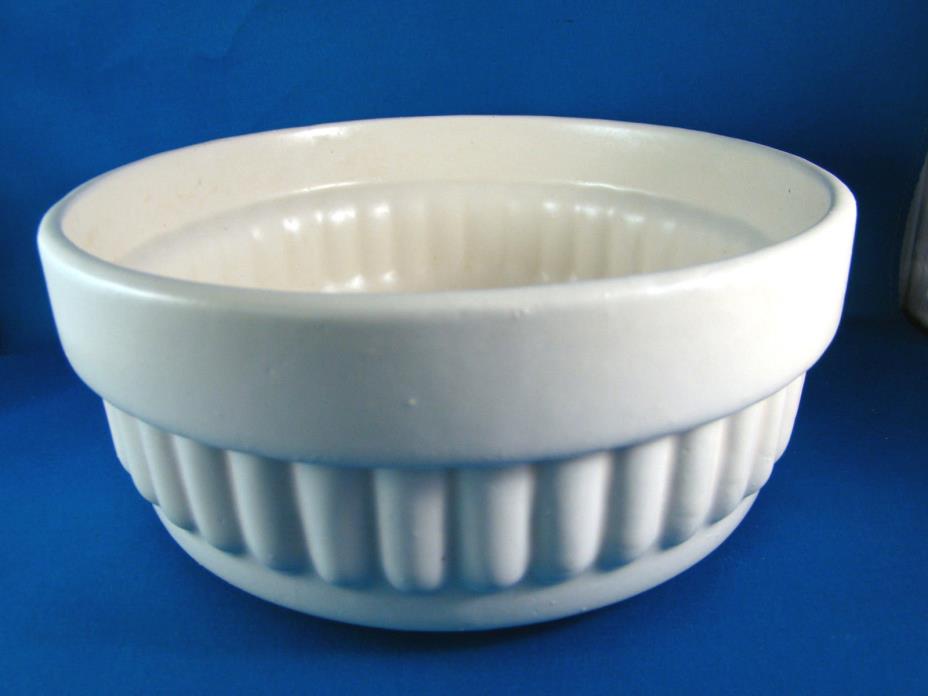 Vintage Haeger 158 Art Pottery Planter Bowl Ivory White Ridged @1B