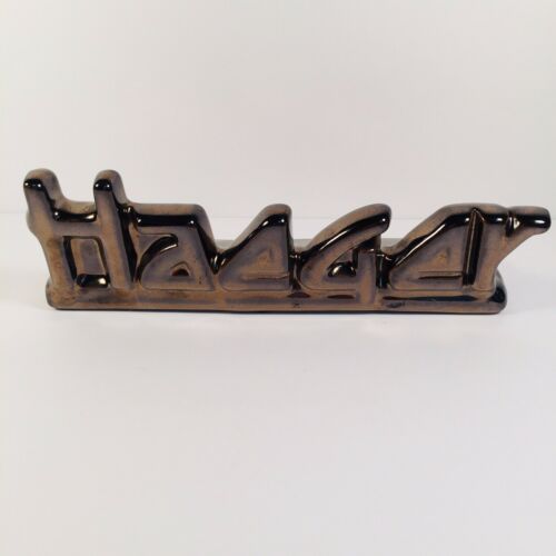 Haeger Pottery Embossed Store Dealer Sign Metallic Bronze Gloss Glaze 8” wide