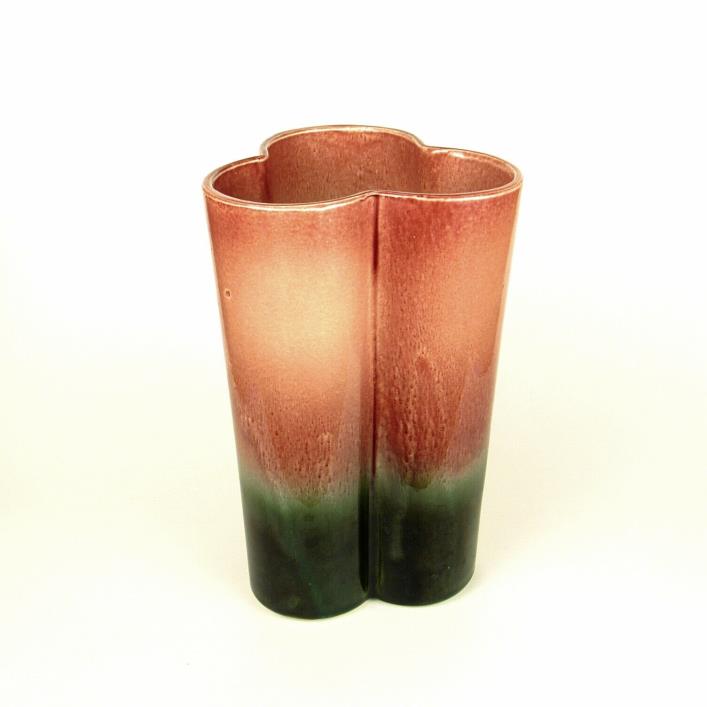 Vintage Hull Vase 110 Tall Pink and Green Trefoil Clover Shape Collectible Potte