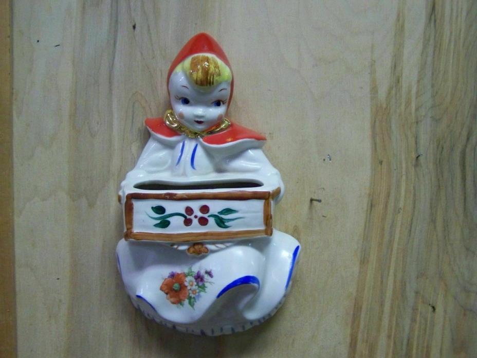 Vintage Hull Pottery Little Red Riding Hood Wall Pocket-Planter