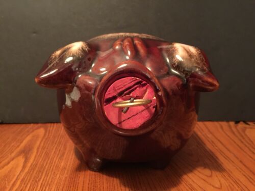 Corky Pig Bank by Hull Pottery Co. 1950s Patent Pending Mark YOU SNOOZE YOU LOSE