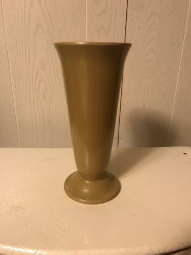 Vintage Hull U S A 9 1/2” Tan/Gold Vase F 50