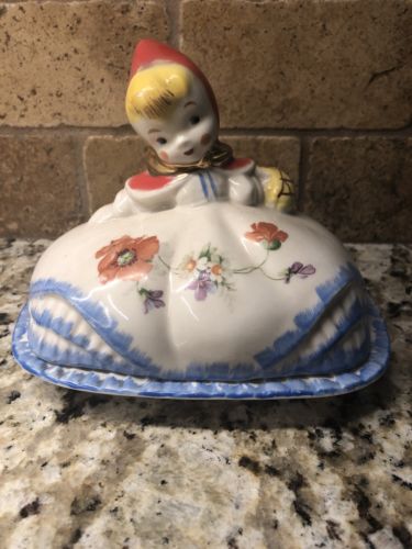 Vintage Little Red Riding Hood Butter Dish Hull Potteries
