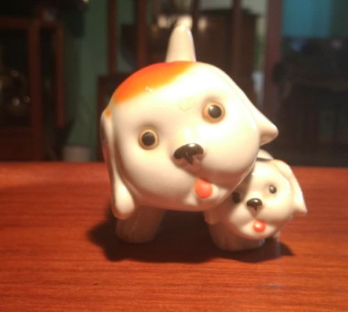 Vintage Ceramic Mother And Puppy   Figural Planter  - JAPAN - So Cute