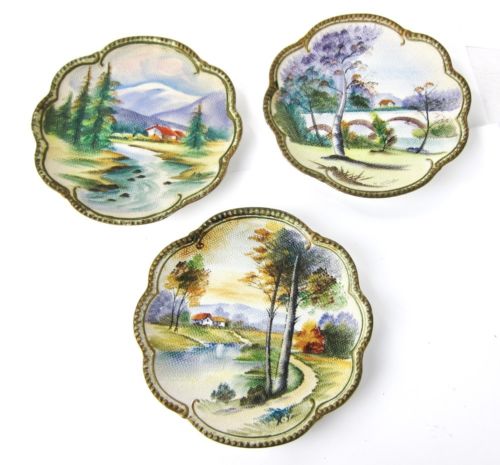 VINTAGE UCAGCO CHINA GORGEOUS HAND PAINTED TEXTURED CERAMIC PLATES MADE IN JAPAN