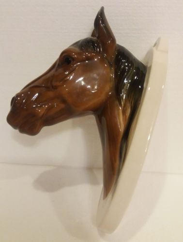 Vtg Marutomoware Ceramic Brown Horse Head Wall Pocket Hand Painted Japan Rare