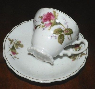 Maine Estate Lovely Demitasse Cup and Saucer Roses and Rosebuds Japan