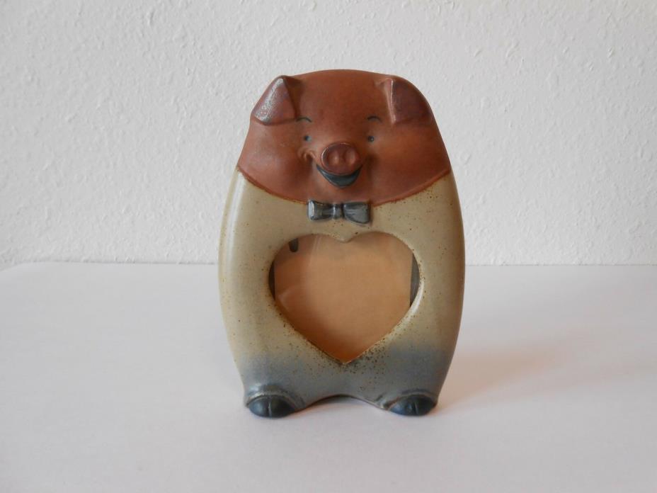 UCCTI Japan Pottery Stoneware Pig Photo Frame 5 5/8