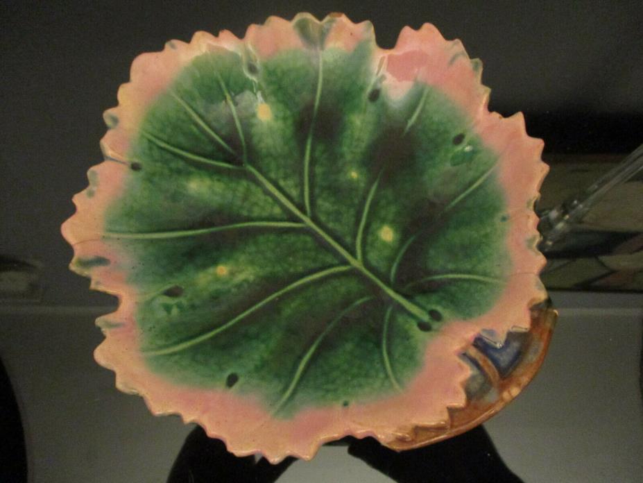Antique Griffin, Smith & Hill ETRUSCAN Majolica Pottery Maple Leaf Plate DIsh!