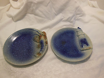 Majolica Wall Plates Lobster Lighthouse Blue 7