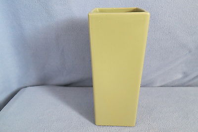 Vintage Heavy Square McCoy Floraline Pottery Vase Planter Matte Green 9 1/2
