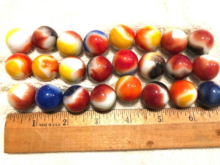 MARBLES VINTAGE VITRO ALL REDS 24 SHOOTERS 13/16inch Estate Find!