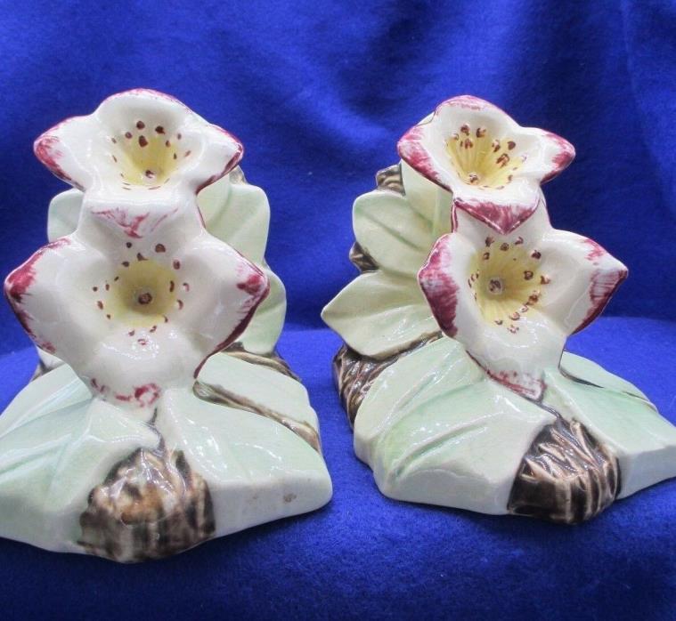 McCoy Pottery Lily Book Ends Pair NICE