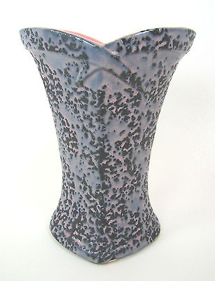 ~ Vintage McCoy Pottery Pink Glaze Splatter on Matte Charcoal Vase ~ Excellent ~