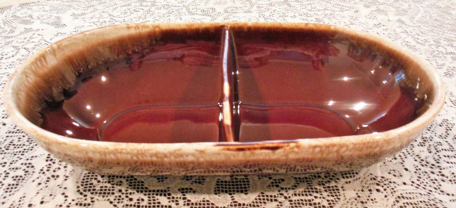 VINTAGE McCoy Pottery Brown Drip Divided Serving Dish - 7038