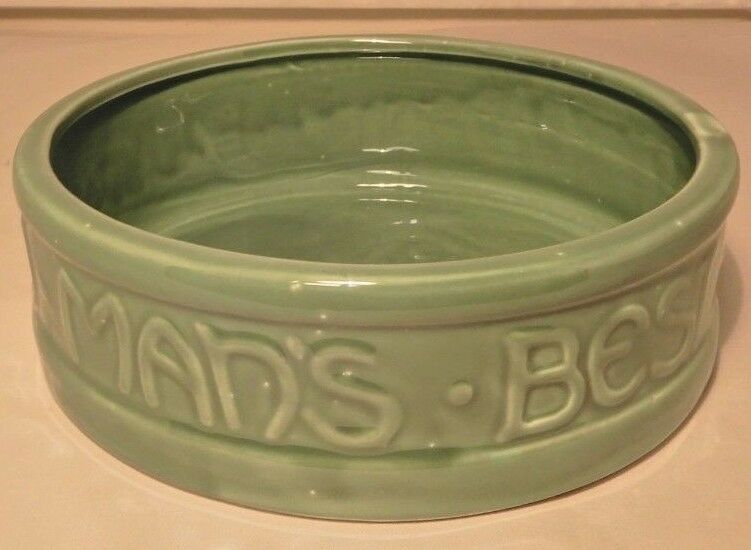 McCoy Heavy Ceramic Glazed Green Dog Bowl 