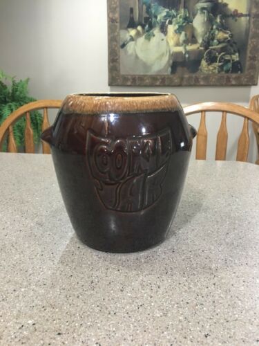 Vintage McCoy Pottery Cookie Jar Brown Drip Glaze #7024