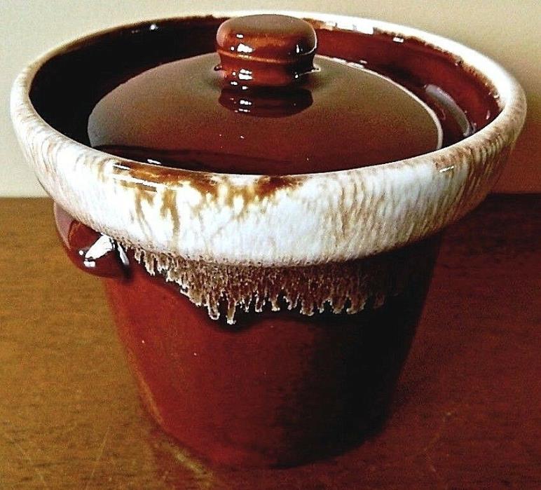 McCoy #7014 Brown Drip Casserole / Bean Pot & Lid USA, One (1) Quart USA Made