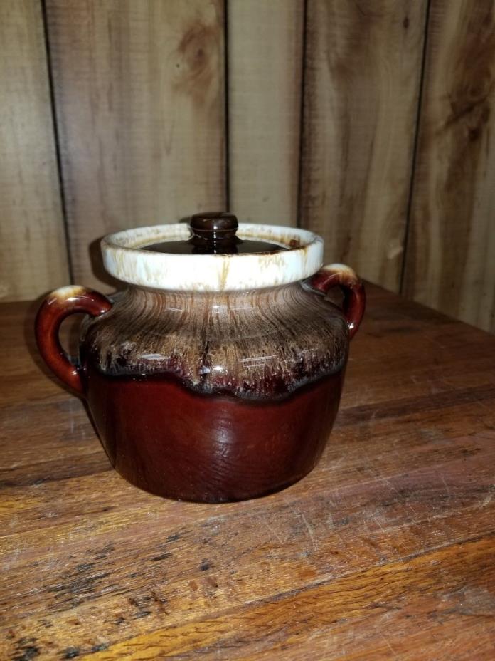 Vintage McCoy #341 Pottery Bean Pot with Lid & Handles Nice Kitchen Item
