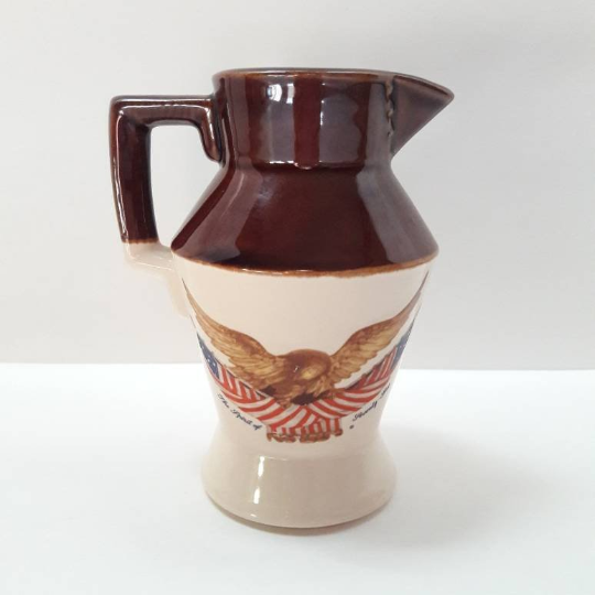 Vintage McCoy #335 Spirit Of '76 Carved Wooden Eagle Miniature Pottery Pitcher *