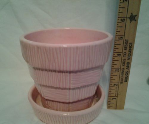 Mccoy Pottery 1950's Basketweave Pink 5