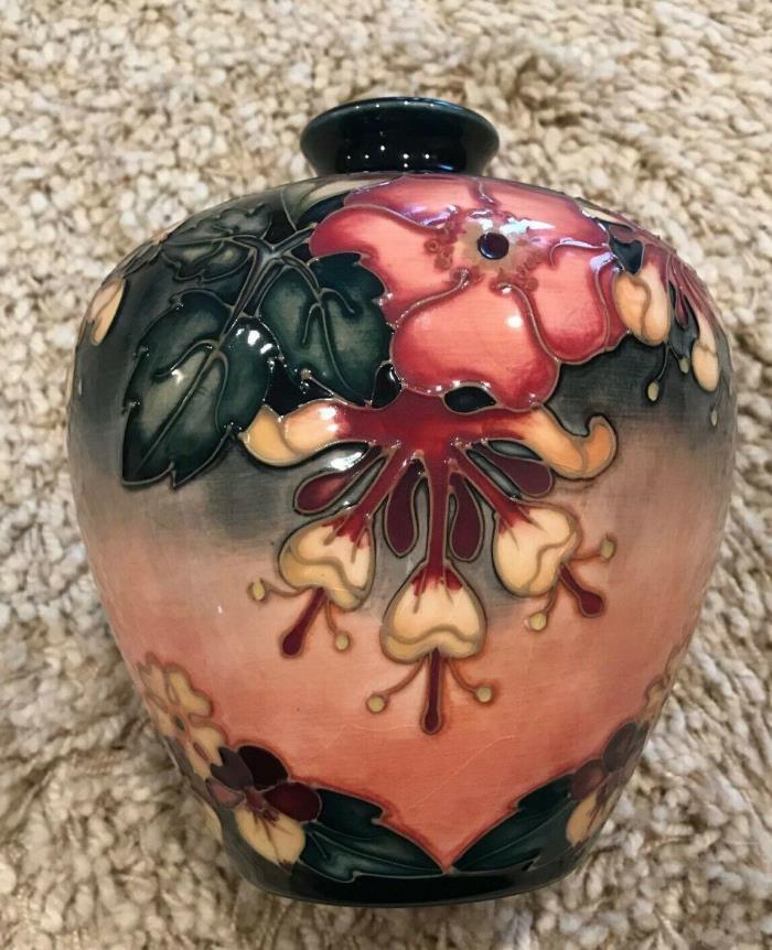 Moorcroft Floral Pattern Vase, Signed WM - Beautiful!