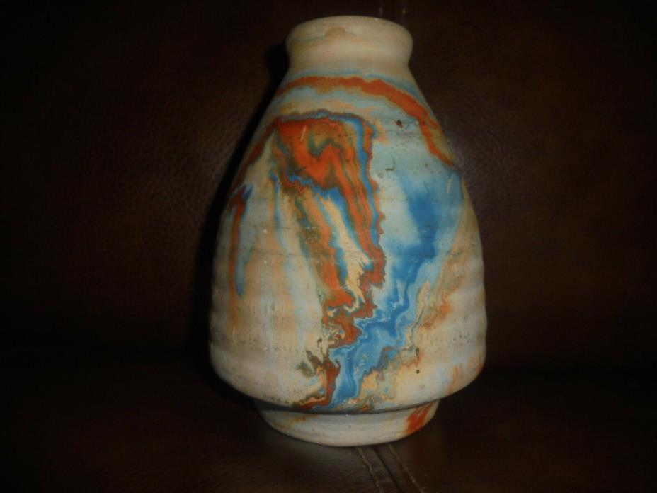 Rare Shape NEMAD JI Vase Art Pottery Multi Color Swirl 6
