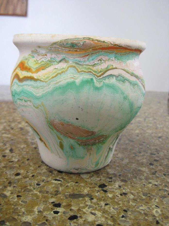 2 Vintage Nemadji Indian Pottery Native American Clay Swirl Vase 4