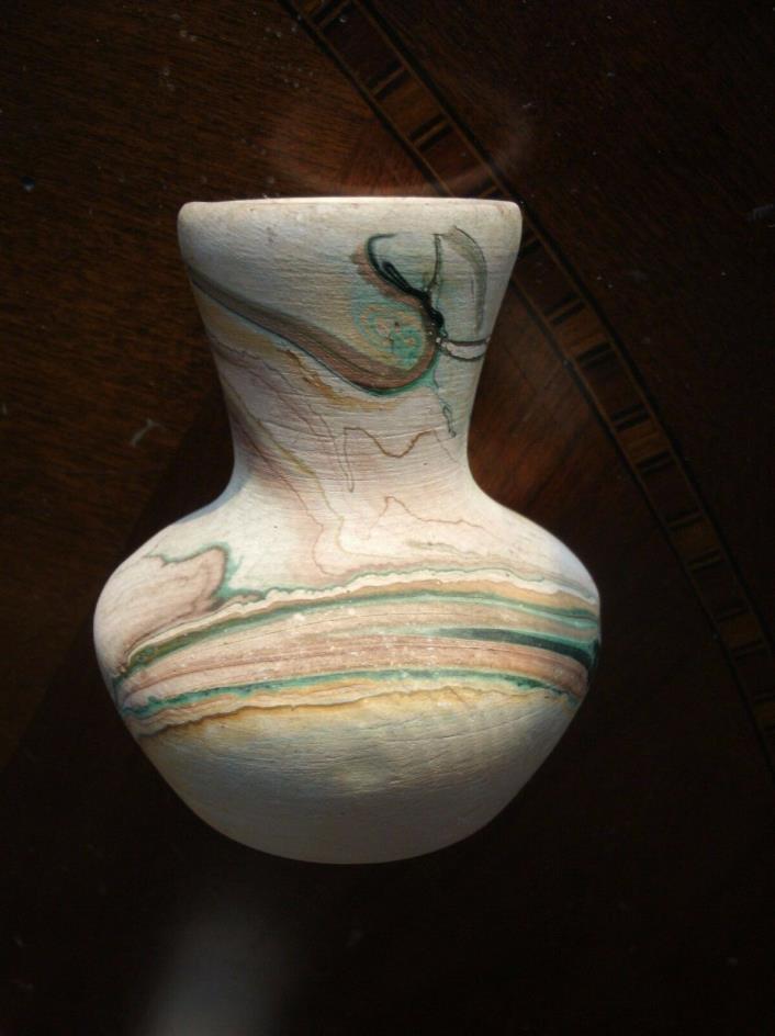 Nemadji Pottery Small Vase USA Color Swirled